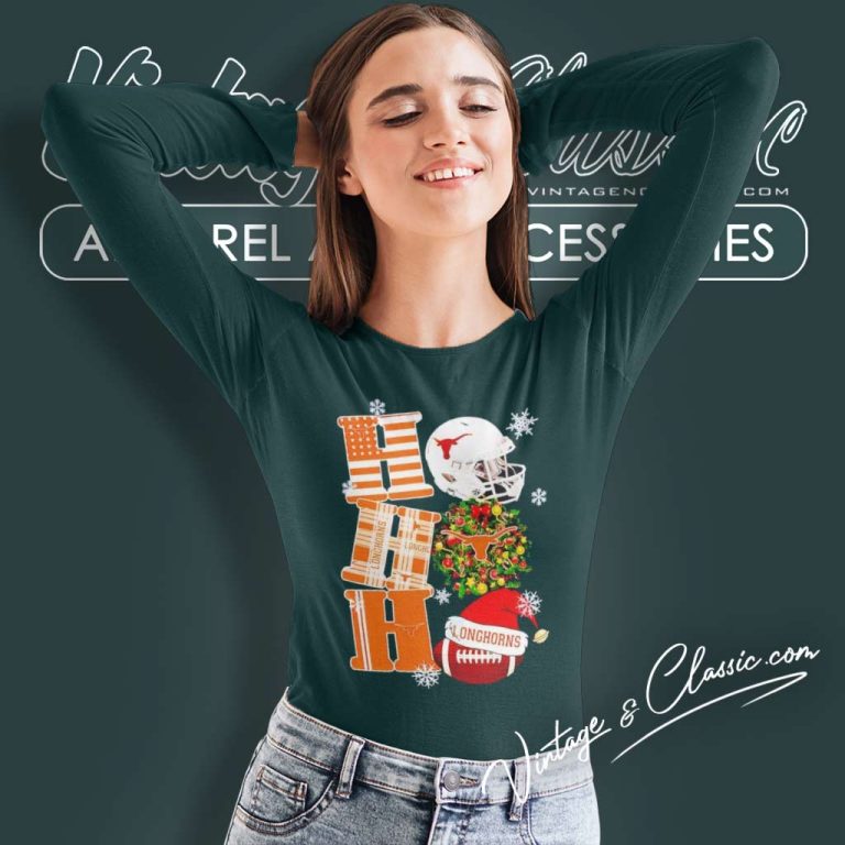 Texas Longhorns Ho Ho Ho Ncaa Christmas Long Sleeve Tee Texas Longhorns Ho Ho Ho Ncaa Christmas Long Sleeve Tee