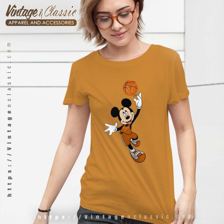 Texas Longhorns Mickey Basketball NCAA March Madness Tshirt Women 1 Texas Longhorns Mickey Basketball NCAA March Madness Tshirt Women 1