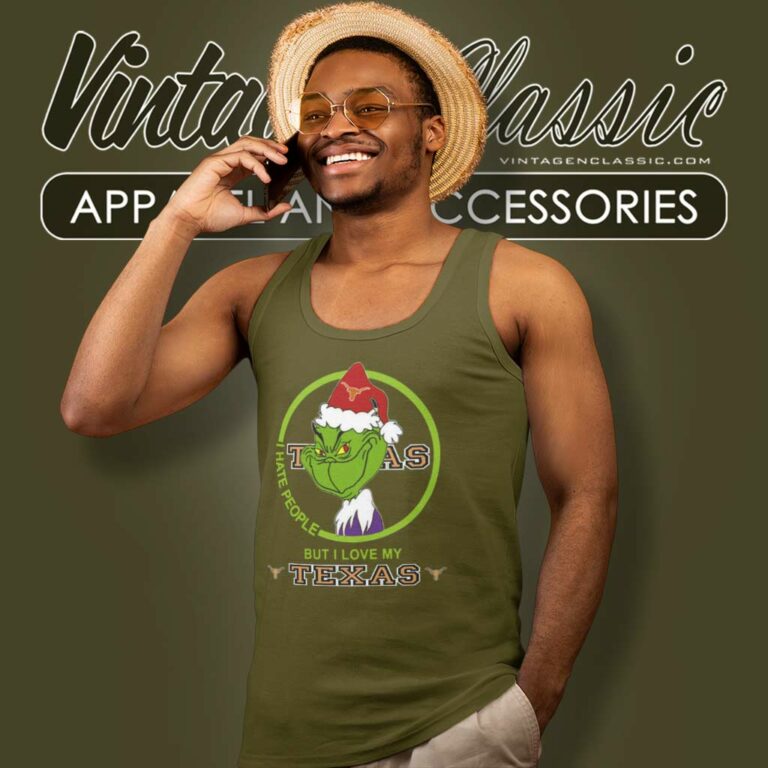 Texas Longhorns Ncaa Christmas Grinch Shirt I Hate People But I Love My Texas Tank Top Racerback Texas Longhorns Ncaa Christmas Grinch Shirt I Hate People But I Love My Texas Tank Top Racerback