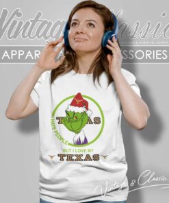 Texas Longhorns Ncaa Christmas Grinch Shirt I Hate People But I Love My Texas Women TShirt