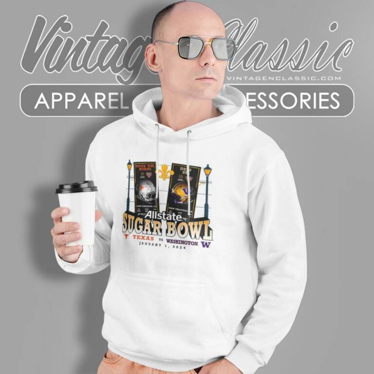 Texas Longhorns Vs Washington Huskies 2024 Sugar Bowl Matchup Hoodie Texas Longhorns Vs Washington Huskies 2024 Sugar Bowl Matchup Hoodie