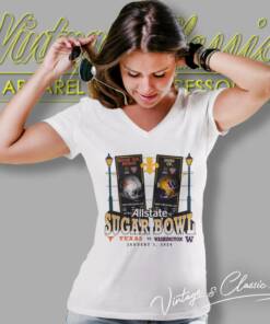 Texas Longhorns Vs Washington Huskies 2024 Sugar Bowl Matchup V Neck TShirt