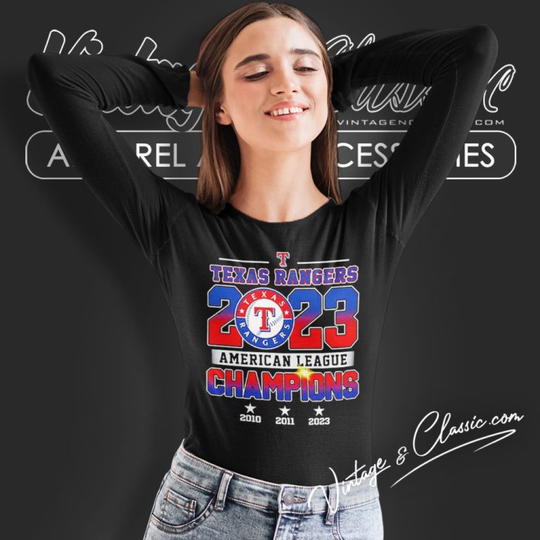 Texas Rangers 2023 Al Champions Long Sleeve Tee Texas Rangers 2023 Al Champions Long Sleeve Tee