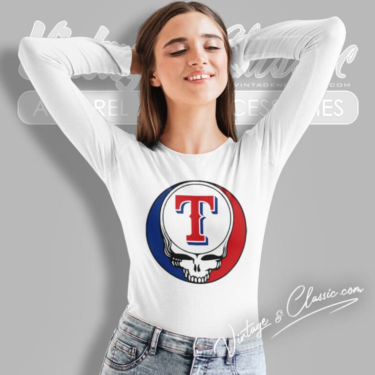 Texas Rangers Grateful Dead Steal Face Long Sleeve Tee Texas Rangers Grateful Dead Steal Face Long Sleeve Tee