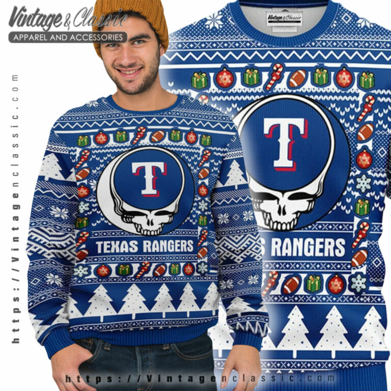 Texas Rangers Grateful Dead Ugly Sweater Ugly Sweater Texas Rangers Grateful Dead Ugly Sweater Ugly Sweater
