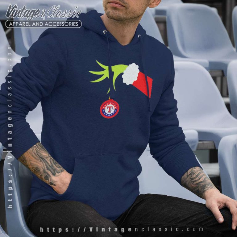Texas Rangers Grinch Hand Holding Christmas Hoodie Texas Rangers Grinch Hand Holding Christmas Hoodie
