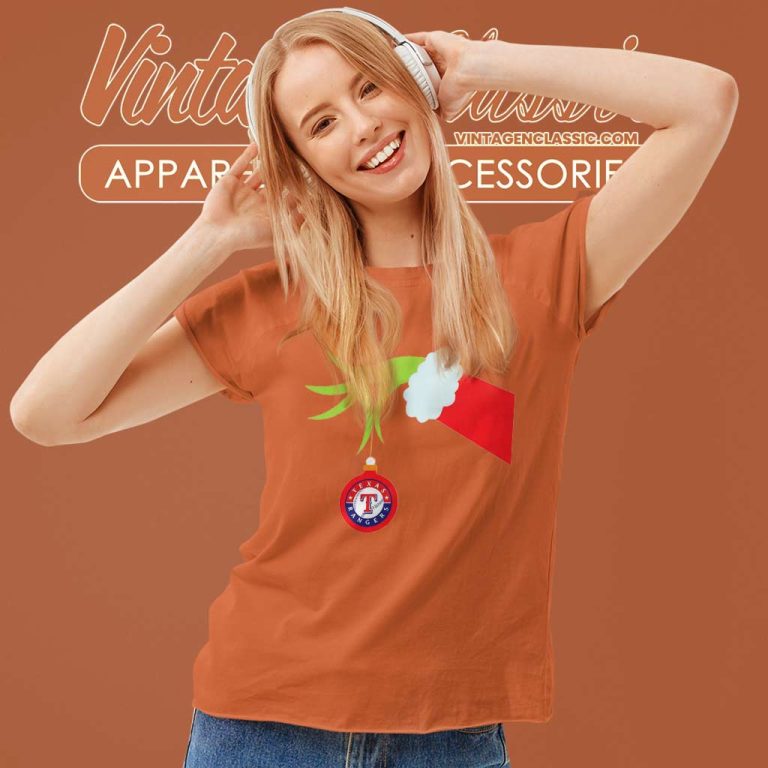 Texas Rangers Grinch Hand Holding Christmas Women TShirt Texas Rangers Grinch Hand Holding Christmas Women TShirt