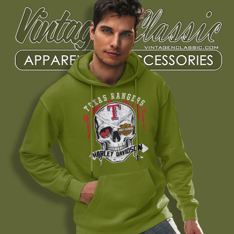 Texas Rangers Harley Davidson Skull Hoodie Texas Rangers Harley Davidson Skull Hoodie