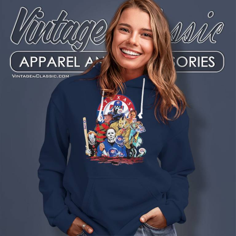Texas Rangers Horror Movie Characters Halloween Hoodie Texas Rangers Horror Movie Characters Halloween Hoodie