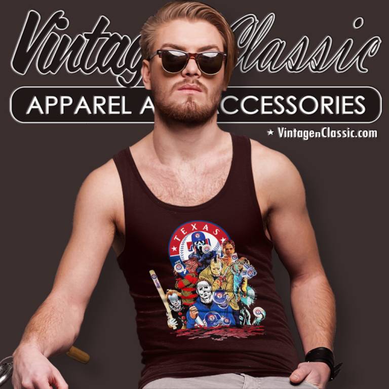 Texas Rangers Horror Movie Characters Halloween Tank Top Racerback Texas Rangers Horror Movie Characters Halloween Tank Top Racerback
