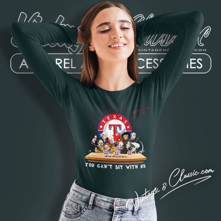 Texas Rangers Horror Movie Characters You Cant Sit With Us Long Sleeve Tee Texas Rangers Horror Movie Characters You Cant Sit With Us Long Sleeve Tee