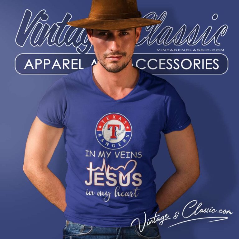 Texas Rangers In My Veins Jesus In My Heart V Neck TShirt Texas Rangers In My Veins Jesus In My Heart V Neck TShirt