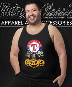 Texas Rangers Michael Myers Freddy Krueger Jason Voorhees Pumpkin Halloween Tank Top Racerback