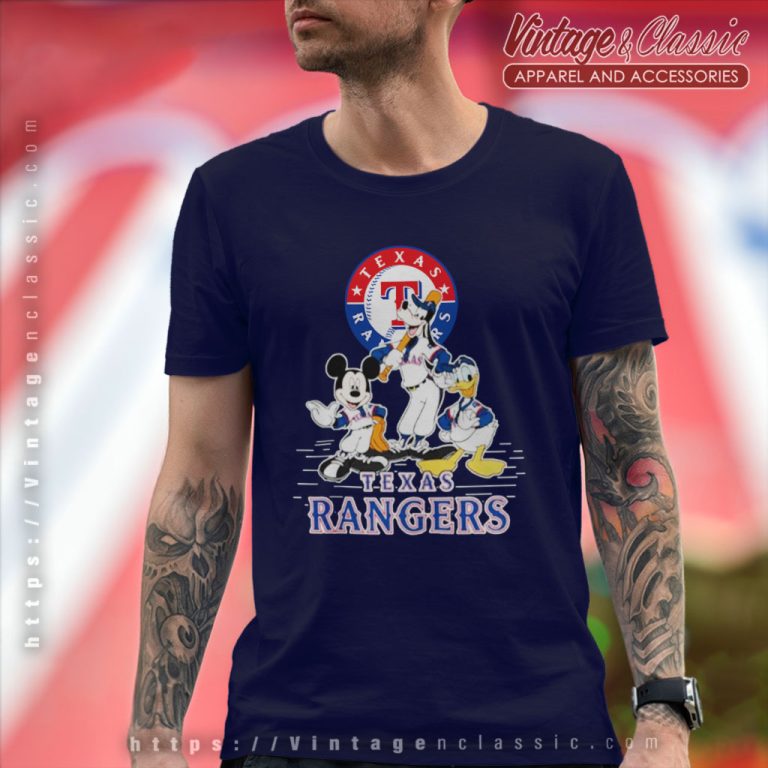 Texas Rangers Mickey Mouse Donald Duck Goofy Baseball T Shirt Texas Rangers Mickey Mouse Donald Duck Goofy Baseball T Shirt