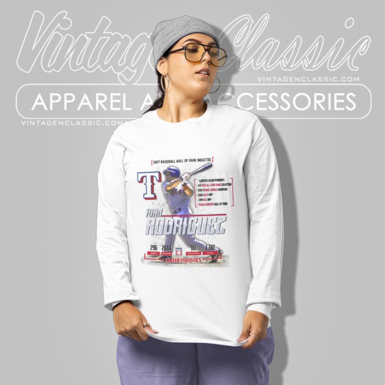 Texas Rangers Shirt Ivan Rodriguez 2017 Hall Of Fame Long Sleeve Tee Texas Rangers Shirt Ivan Rodriguez 2017 Hall Of Fame Long Sleeve Tee