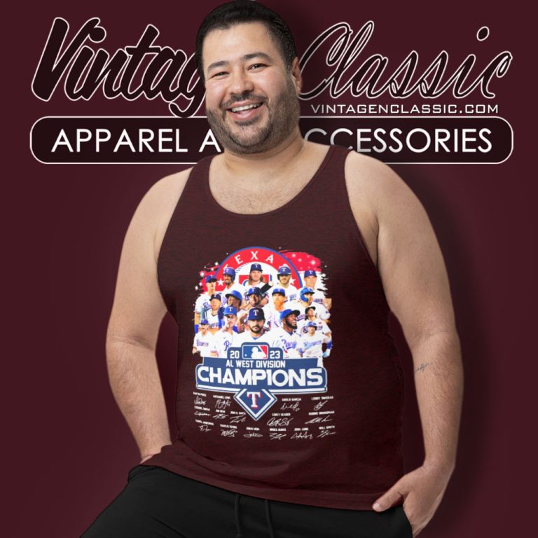 Texas Rangers Shirt Team Al West Division Champions 2023 Signatures Tank Top Racerback Texas Rangers Shirt Team Al West Division Champions 2023 Signatures Tank Top Racerback