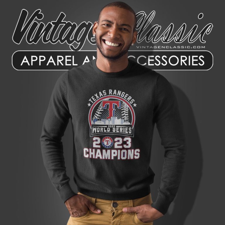 Texas Rangers Skyline 2023 World Series Champions Sweatshirt Texas Rangers Skyline 2023 World Series Champions Sweatshirt