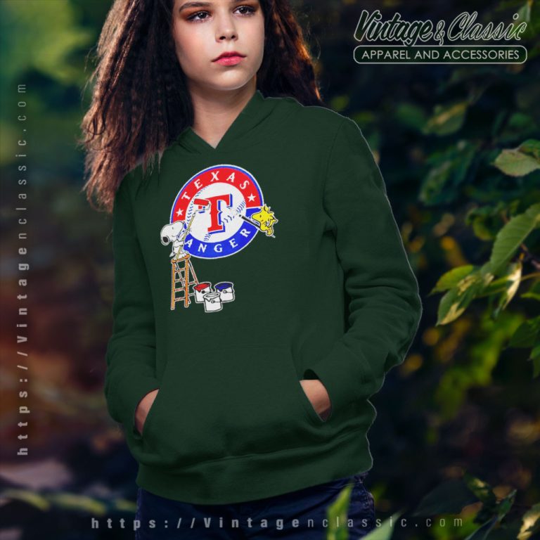 Texas Rangers Snoopy And Woodstock Painting Logo Hoodie Texas Rangers Snoopy And Woodstock Painting Logo Hoodie