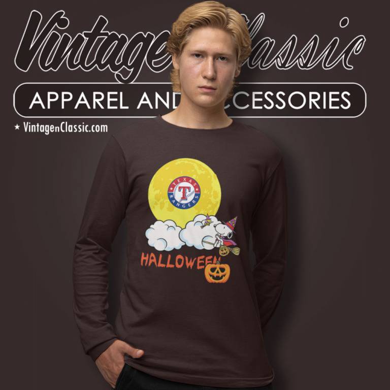 Texas Rangers Snoopy Halloween Long Sleeve Tee Texas Rangers Snoopy Halloween Long Sleeve Tee