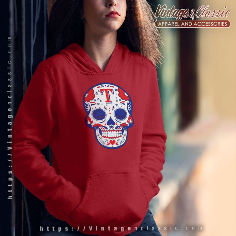 Texas Rangers Sugar Skull Baseball Hoodie Texas Rangers Sugar Skull Baseball Hoodie
