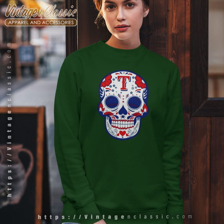 Texas Rangers Sugar Skull Baseball Sweatshirt Texas Rangers Sugar Skull Baseball Sweatshirt