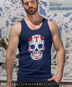Texas Rangers Sugar Skull Baseball Tank Top Racerback