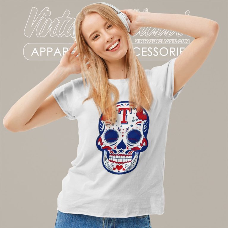 Texas Rangers Sugar Skull Baseball Women T Shirt Texas Rangers Sugar Skull Baseball Women T Shirt