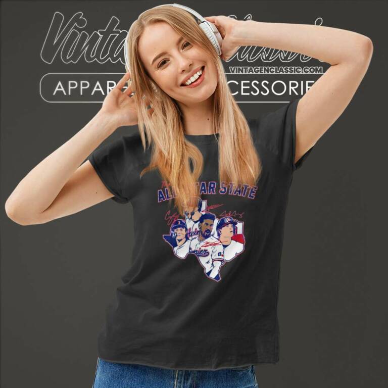 Texas Rangers The All Star State Signatures Women TShirt Texas Rangers The All Star State Signatures Women TShirt
