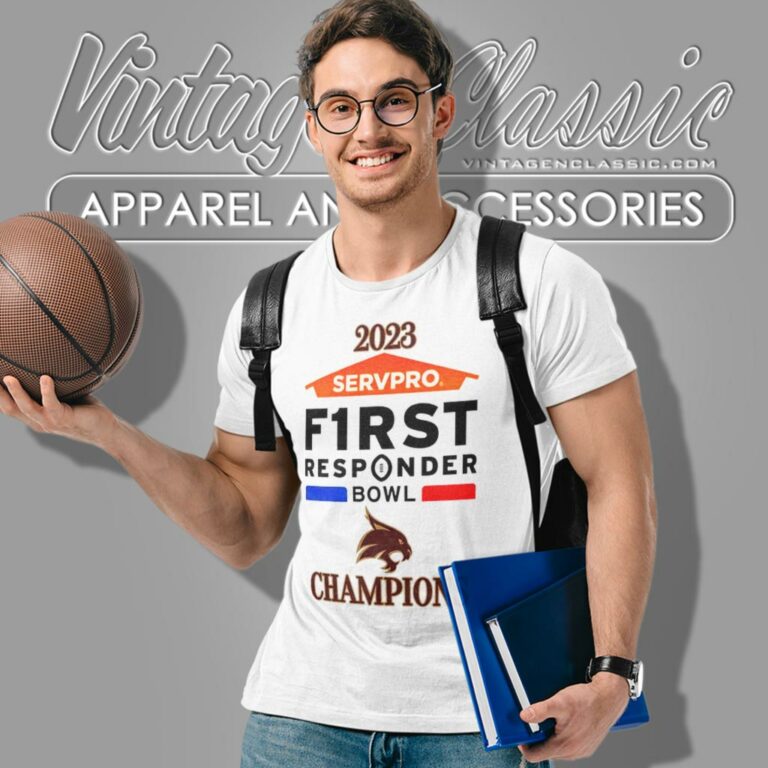 Texas State Bobcats 2023 Servpro First Responder Bowl Champions T Shirt Texas State Bobcats 2023 Servpro First Responder Bowl Champions T Shirt