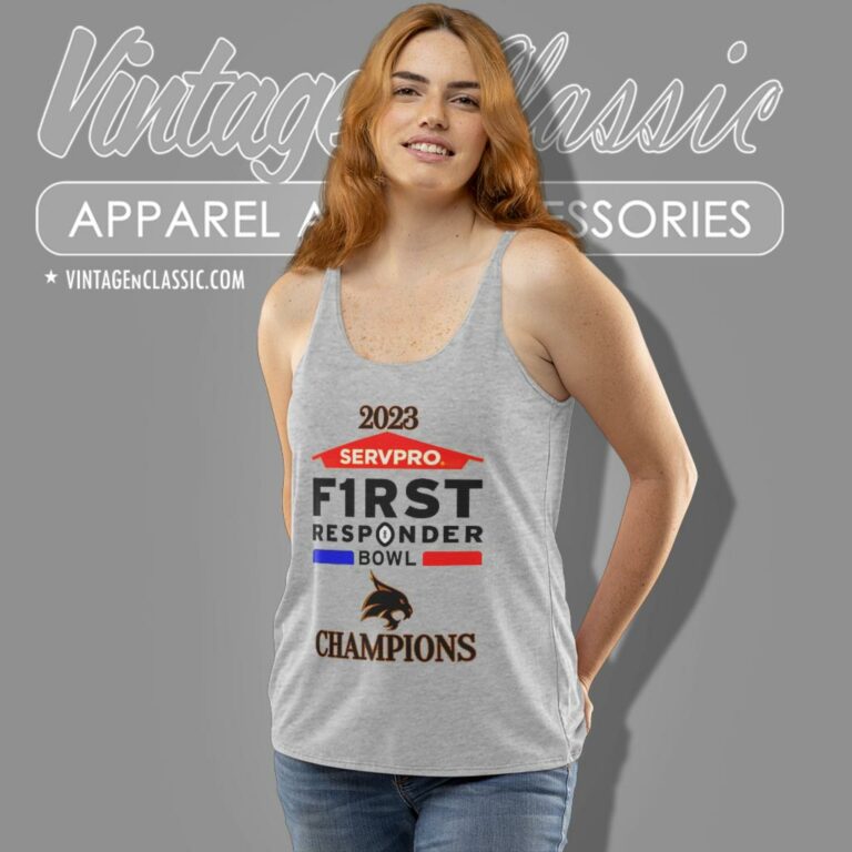 Texas State Bobcats 2023 Servpro First Responder Bowl Champions Tank Top Racerback Texas State Bobcats 2023 Servpro First Responder Bowl Champions Tank Top Racerback