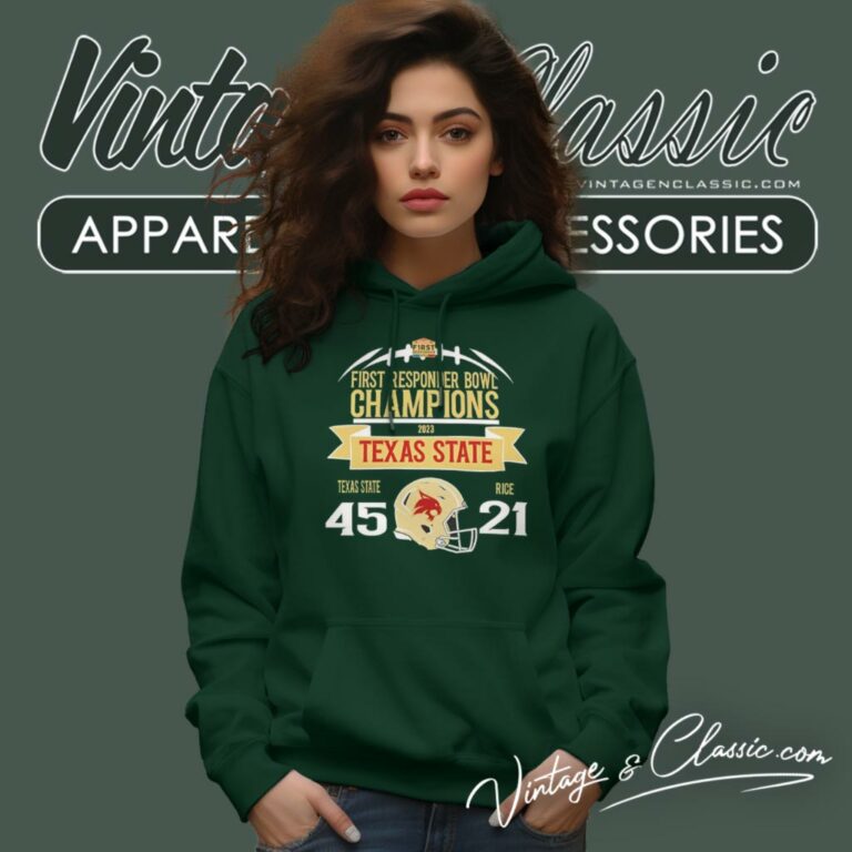 Texas State Bobcats First Responder Bowl Champions 2023 Win Rice Owls 45 21 Hoodie Texas State Bobcats First Responder Bowl Champions 2023 Win Rice Owls 45 21 Hoodie