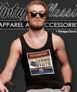 Texas State Bobcats Football 2023 First Responder Bowl Champions Tank Top Racerback