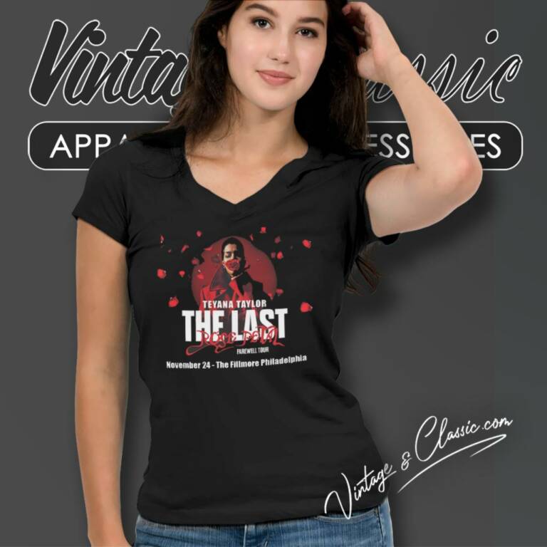 Teyana Farewell Rose Petal The Last Tour V Neck TShirt Teyana Farewell Rose Petal The Last Tour V Neck TShirt