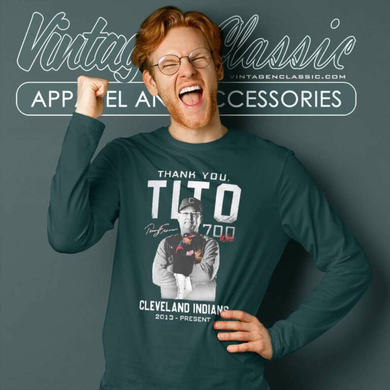Thank You Tito Cleveland Indians 2013 Present Signature Long Sleeve Tee Thank You Tito Cleveland Indians 2013 Present Signature Long Sleeve Tee