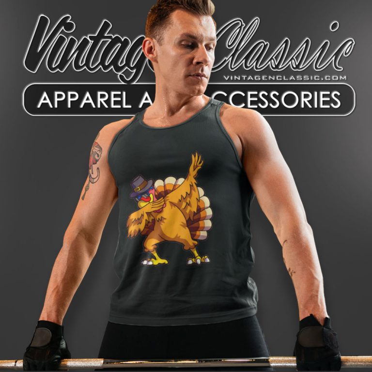 Thanksgiving Turkey Dabbing Tank Top Racerback Thanksgiving Turkey Dabbing Tank Top Racerback
