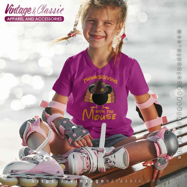 Thanksgiving With The Mouse kids Vneck Thanksgiving With The Mouse kids Vneck