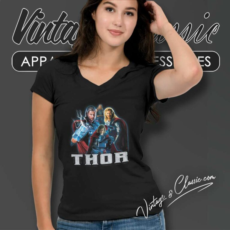 The Avengers Thor Superhero V Neck TShirt The Avengers Thor Superhero V Neck TShirt