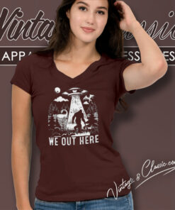 The Bigfoot Alien Connection Shirt We Out Here V Neck TShirt