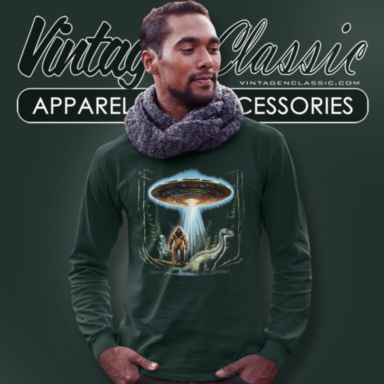 The Bigfoot Shirt Loch Ness And Alien Beamed Long Sleeve Tee The Bigfoot Shirt Loch Ness And Alien Beamed Long Sleeve Tee