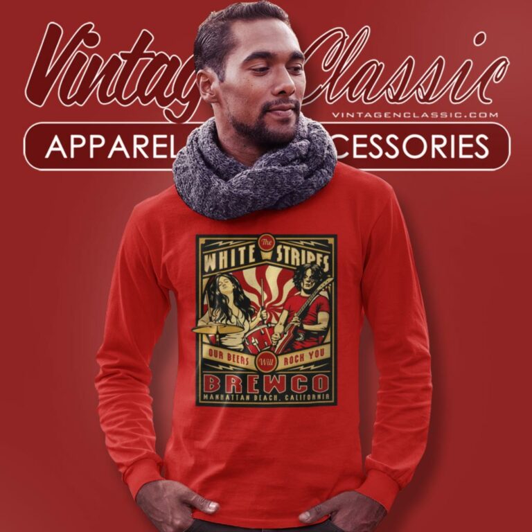 The Brewco White Stripes Our Beers Will Rock You Long Sleeve Tee The Brewco White Stripes Our Beers Will Rock You Long Sleeve Tee