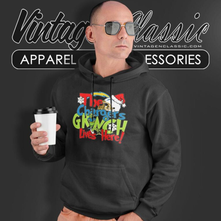 The Chargers Grinch Lives Here Christmas Hoodie The Chargers Grinch Lives Here Christmas Hoodie