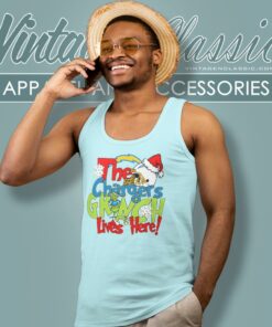 The Chargers Grinch Lives Here Christmas Tank Top Racerback