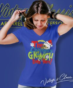 The Chargers Grinch Lives Here Christmas V Neck TShirt