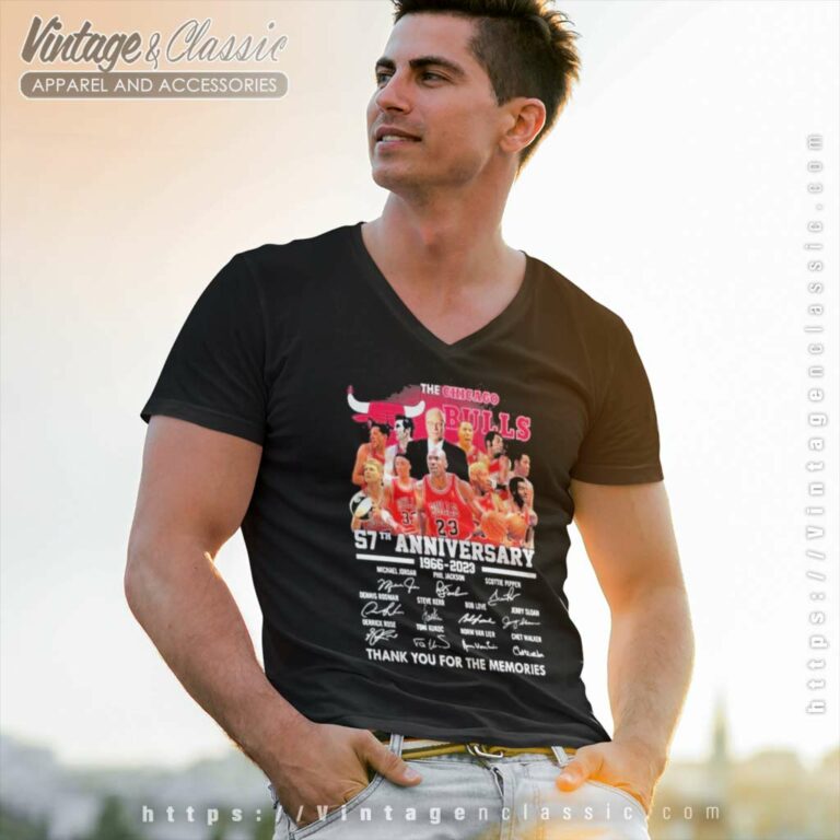 The Chicago Bulls 57th Anniversary 1966 2023 Thank You For The Memories V Neck TShirt 1 The Chicago Bulls 57th Anniversary 1966 2023 Thank You For The Memories V Neck TShirt 1
