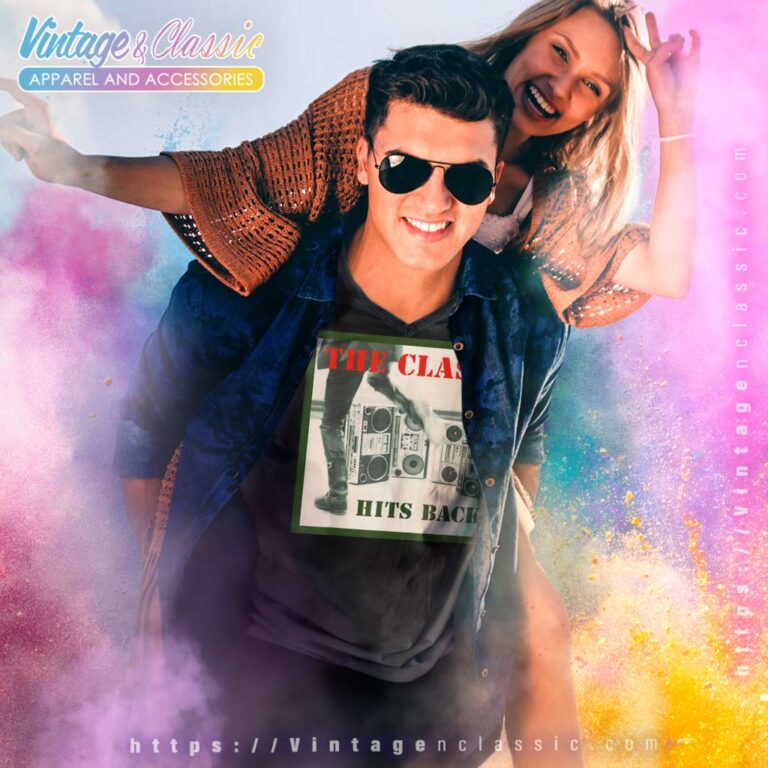 The Clash Album Cover Hits Back V Neck TShirt The Clash Album Cover Hits Back V Neck TShirt