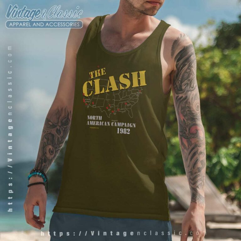 The Clash American Campaign 1982 Tank Top Racerback The Clash American Campaign 1982 Tank Top Racerback