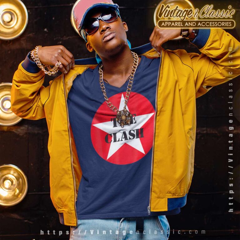 The Clash Circle Star V Neck TShirt The Clash Circle Star V Neck TShirt