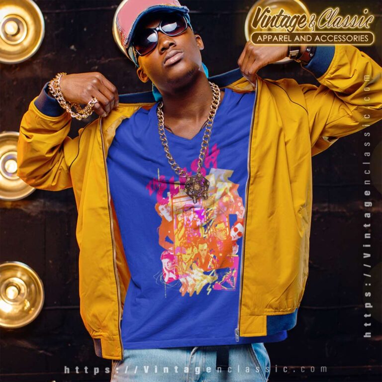 The Clash Collage Neon V Neck TShirt The Clash Collage Neon V Neck TShirt