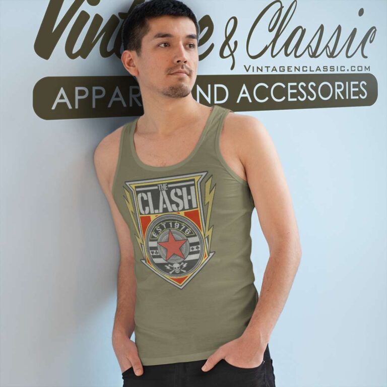 The Clash Est 1976 Shield Tank Top Racerback The Clash Est 1976 Shield Tank Top Racerback