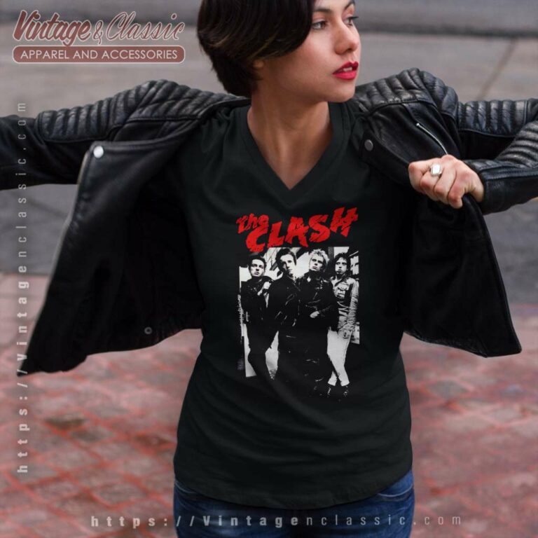 The Clash Poster V Neck TShirt The Clash Poster V Neck TShirt